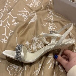 Chic Satin Slingback Heels with Embellishments